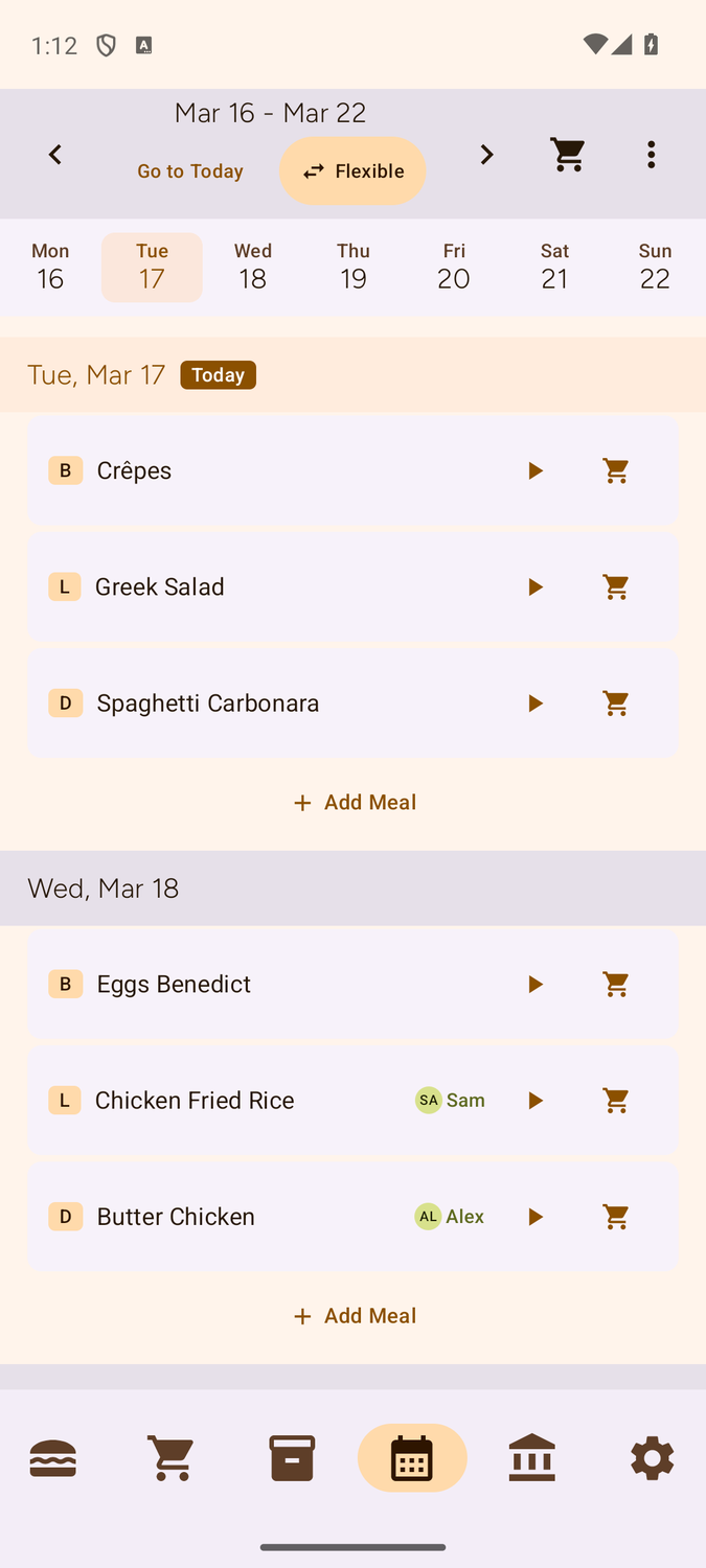 Meal planner screen